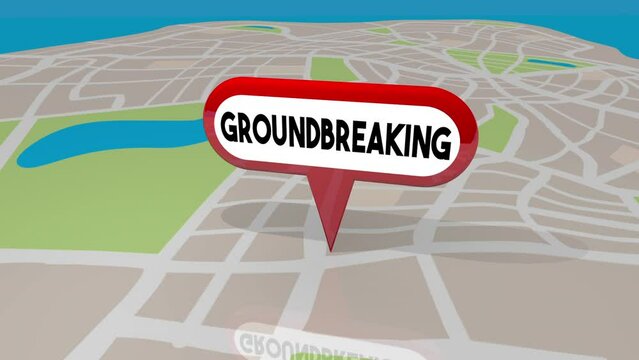 Groundbreaking Event New Location Construction Starts Here Map Pin 3d Animation