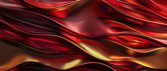 Abstract volume waves background illustration - Dark red and gold color texture, shimmering colors, banner, web design backdrop wallpaper.