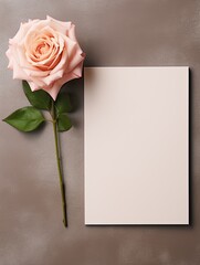 a blank mock up rose card dimension, mock up, on background, shot in studio