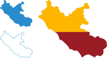 Vector silhouette outline regione  Lazio, italian, Rome Roma italian region, red and yellow