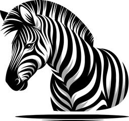 Fototapeta na wymiar Vector illustration of a zebra highlighting its stripes and grace, in black and white