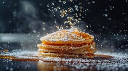 Fresh Pancakes with Sprinkled Sugar - obrazy, fototapety, plakaty