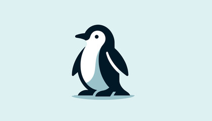Obraz premium A flat vector of a penguin, focusing on its form and stance, with a simple design highlighting contrast.