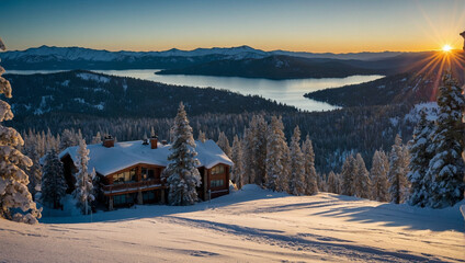 Lake Tahoe Ski Resort  - obrazy, fototapety, plakaty