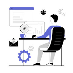 Link building, search engine optimization. Active link to content source, hyperlink connection. Vector illustration with line people for web design.