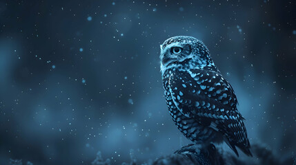 A nocturnal owl blending seamlessly with the night sky