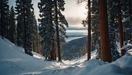 Lake Tahoe Ski Resort  - obrazy, fototapety, plakaty