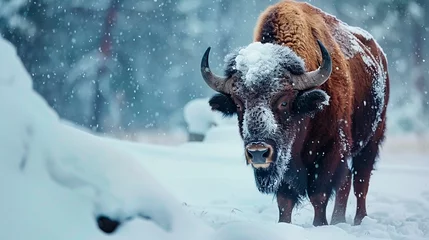 Foto op Canvas A Bison in winter © William
