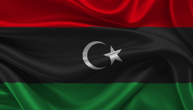 Bright and Wavy State of Libya Flag Background