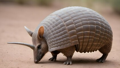 An Armadillo With Its Tail Curled Tightly Around I