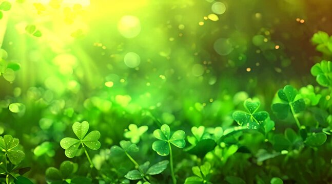 abstract background of green leaves with golden light