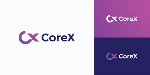 Vector logo design combining the initials C and X with a modern, simple, clean and abstract style.
