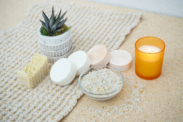 natural soap bars and bath salt