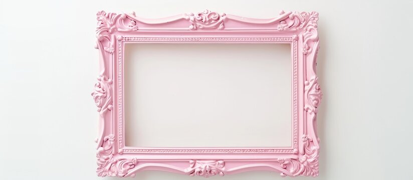 Pink picture frame isolated on a white backdrop