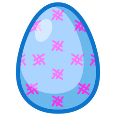 Blue easter egg cartoon, digital art illustration