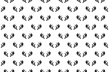 Seamless pattern completely filled with outlines of deer horns symbols. Elements are evenly spaced. Vector illustration on white background