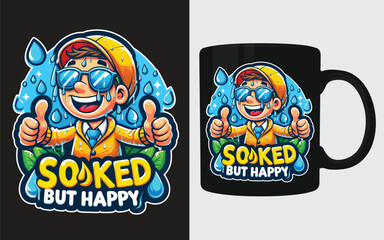 Songkran Fun: Soaked But Happy Illustration Mug