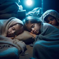 Children sleeping and hoping for a future - obrazy, fototapety, plakaty