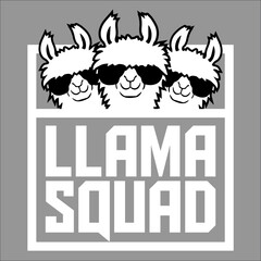 Naklejka premium Funny Llama Squad Sunglasses Alpaca Cute Matching Family