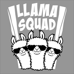 Fototapeta premium Funny Llama Squad Sunglasses Alpaca Cute Matching Family