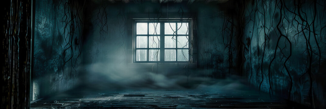 Dark and Abandoned Building, Spooky and Broken Interior, Concept of Horror and Desolation