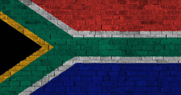 South Africa Republic of South Africa Flag Over a Grunge Brick Background