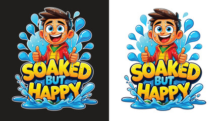 Songkran Fun: Soaked But Happy Illustration