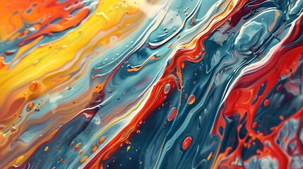 Abstract colorful acrylic pour fluid art background.