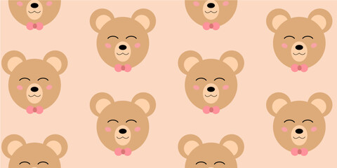 Cute animals, hand-drawn cute Bear. Vector illustration. Design for printing. Seamless pattern.