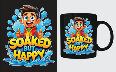 Songkran Fun: Soaked But Happy Illustration Mug