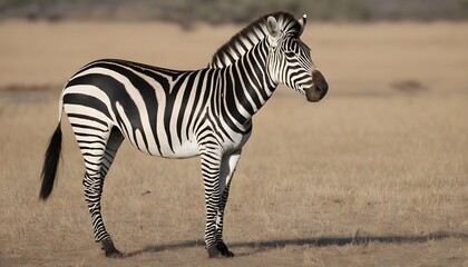 A Zebra With Its Tail Held High In A Sign Of Domin