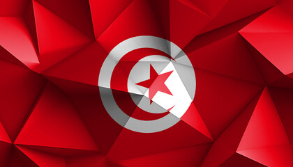 Republic of Tunisia Flag Abstract Prism on Background