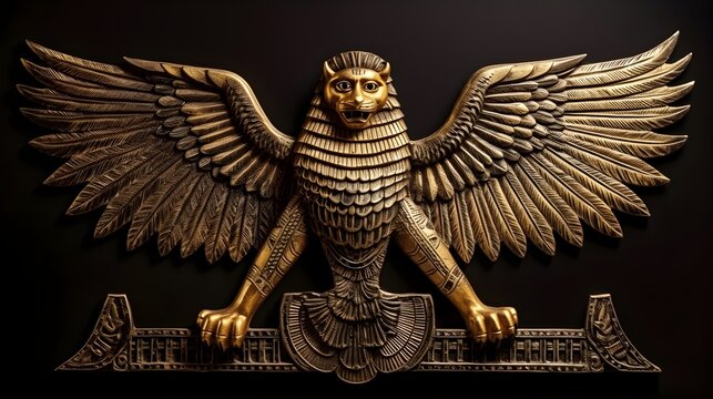 Majestic Winged Lion Statue - Ancient Babylonian Empire Symbol of Strength and Guardianship