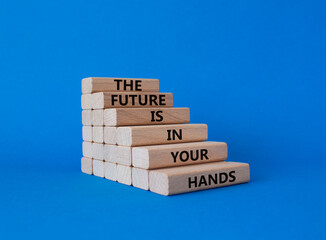 The Future is in your Hands symbol. Concept words The Future is in your Hands on wooden blocks....