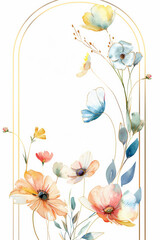 Watercolor flowers, delicate illustration of colorful flowers on a white background. - 769017926