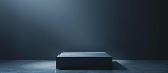 Abstract dark cube podium on a minimal product showcase stage.