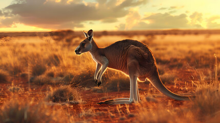 Agile kangaroo bounding effortlessly across the Australian outback