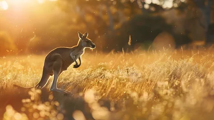  Agile kangaroo bounding effortlessly across sun-drenched Australian outback © Muhammad