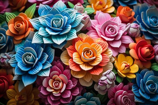 a group of colorful flowers