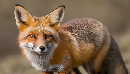 A Fox With Its Ears Perked Forward Listening Inte