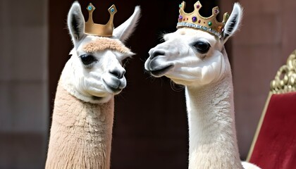 A Llama Wearing A Crown And Sitting On A Throne