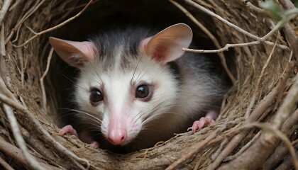 A Possum In A Nest
