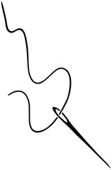 needle illustration craft silhouette textile logo sewing icon thread outline needlework fashion handmade tailor fabric stitch dressmaking tool sew shape embroidery hobby equipment for vector graphic