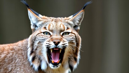 A Lynx With Its Tongue Out Tasting The Air For Sc - obrazy, fototapety, plakaty