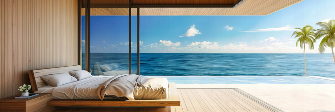 Elegant Beach Resort with Pool, Luxury Summer Vacation, Tropical Island View