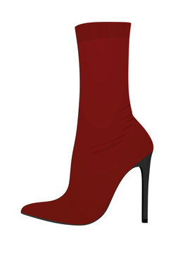Women long boot. high heel. vector illustration