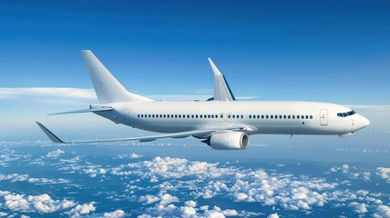 Fototapeta premium Airplane flying on blue sky