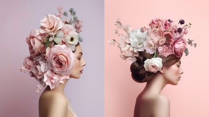 Beautiful women with flowers on her head