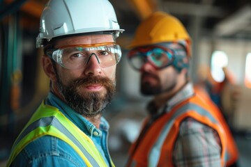 Professional construction workers on site
