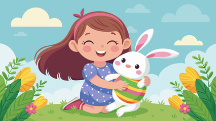little girl and easter bunny cute little girl hug 